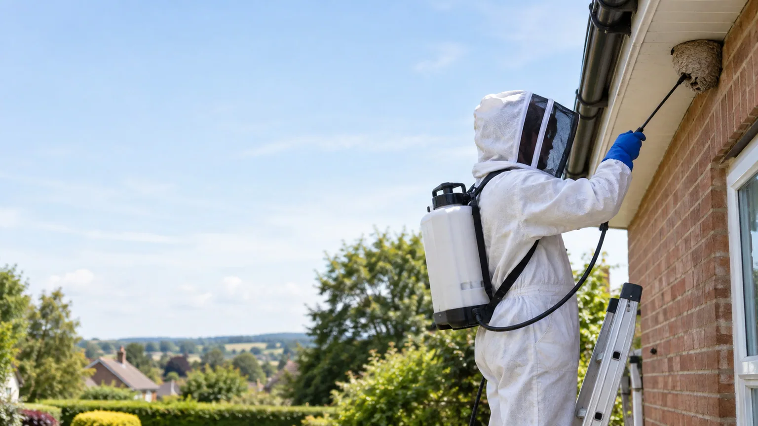 Wasp Nest Removal carried out by a professional pest-control technician