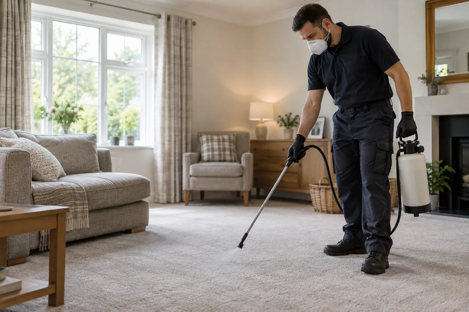 Flea Treatment carried out by a professional pest-control technician